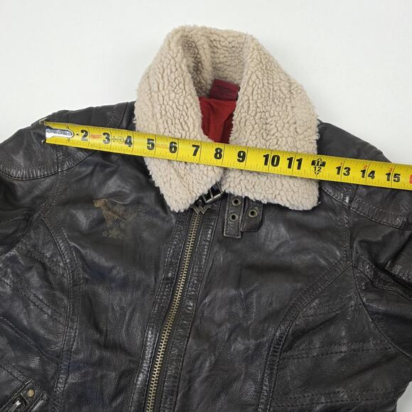 Wonder Woman DC Comics Lamb skin Leather Jacket Womens XL Brown Sherpa Aviator - Picture 8 of 16